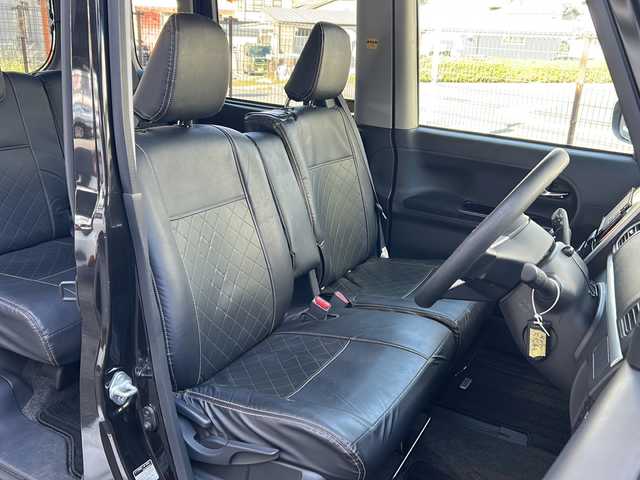 ダイハツ タント カスタム X トップED SA Ⅲ 広島県 2018(平30)年 6万km ブラックマイカメタリック 純正７型SDナビ/CD/DVD/SD/BT/フルセグTV/バックカメラ/スマートアシストIII/・衝突回避支援ブレーキ機能/・誤発進抑制機能(前方＋後方)/・車線逸脱警報機能/・ふらつき警報/・先行車発進お知らせ機能/・オートハイビーム/片側パワースライドドア/シートヒーター/LEDヘッドライト/オートライト/ETC/スマートキー/プッシュスタート/ステアリングスイッチ/サンシェード/純正フロアマット/純正アルミホイール/シートカバー