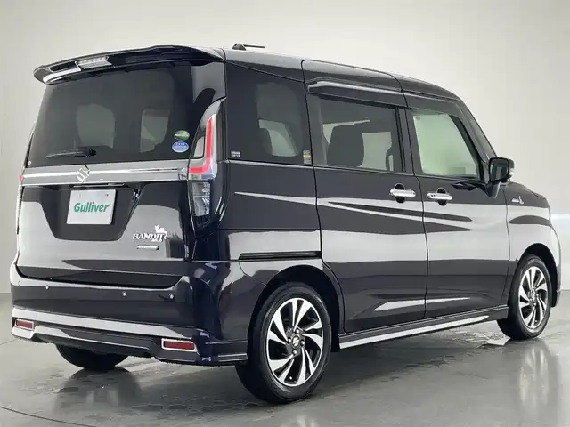 スズキ ソリオ バンディット HV MV 愛知県 2021(令3)年 1.5万km グリッターバイオレットパール 純９型ＤＡナビ　フルセグＴＶ　Ｂｌｕｅｔｏｏｔｈ　全方位カメラ　ＨＵＤ　両側電動スライドドア　前後ドラレコ　衝突軽減　スタッドレスタイヤ付き　温シート　レーダークルコン　ＬＥＤヘッドライト　禁煙車
