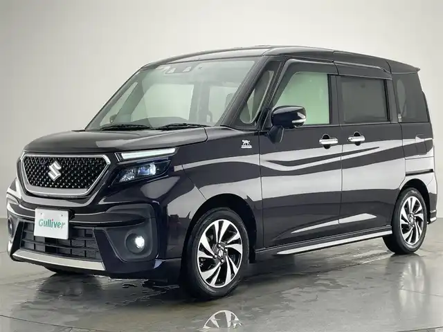 スズキ ソリオ バンディット HV MV 愛知県 2021(令3)年 1.5万km グリッターバイオレットパール 純９型ＤＡナビ　フルセグＴＶ　Ｂｌｕｅｔｏｏｔｈ　全方位カメラ　ＨＵＤ　両側電動スライドドア　前後ドラレコ　衝突軽減　スタッドレスタイヤ付き　温シート　レーダークルコン　ＬＥＤヘッドライト　禁煙車