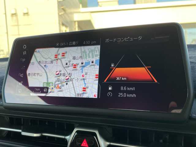 トヨタ スープラ RZ 広島県 2023(令5)年 1.3万km 青 RACECHIP（+73ps・+85Nm）/本革シート（タンカラー）/・シートヒーター/・パワーシート/革巻きステアリング（タンカラー×ブラック）/レッドキャリパー/純正ナビ（AM/FM/フルセグTV/Bluetooth）/バックカメラ/ETC/前後ドラレコ（デジタルインナーミラー一体型）/JBLプレミアムサウンド/レーダークルーズコントロール/衝突被害軽減ブレーキ/車線逸脱警報/ブラインドスポットモニター/コーナーセンサー/カラーヘッドアップディスプレイ