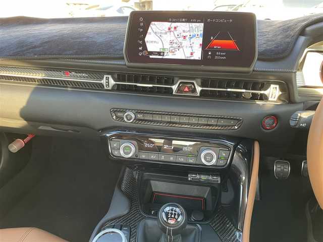 トヨタ スープラ RZ 広島県 2023(令5)年 1.3万km 青 RACECHIP（+73ps・+85Nm）/本革シート（タンカラー）/・シートヒーター/・パワーシート/革巻きステアリング（タンカラー×ブラック）/レッドキャリパー/純正ナビ（AM/FM/フルセグTV/Bluetooth）/バックカメラ/ETC/前後ドラレコ（デジタルインナーミラー一体型）/JBLプレミアムサウンド/レーダークルーズコントロール/衝突被害軽減ブレーキ/車線逸脱警報/ブラインドスポットモニター/コーナーセンサー/カラーヘッドアップディスプレイ