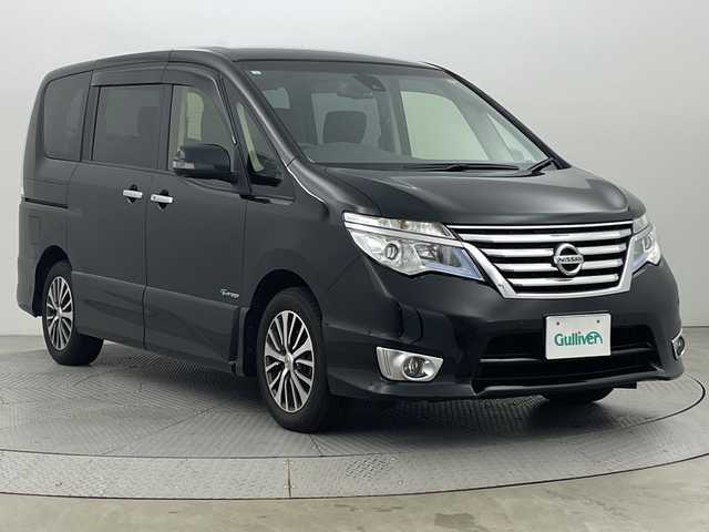 日産 セレナ HWS S HV Vセレ +Sefty Aセーフ 新潟県 2015(平27)年 6.1万km ダイヤモンドブラック エマージェンシーブレーキ/ALPINEフリップダウンモニター/ALPINE SDナビ/　CD/DVD/Bluetooth/フルセグTV/アラウンドビューモニター/両側パワースライドドア/LEDオートライト/純正16インチアルミホイール/電格ミラー/ウィンカーミラー/スマートキー/ビルトインETC
