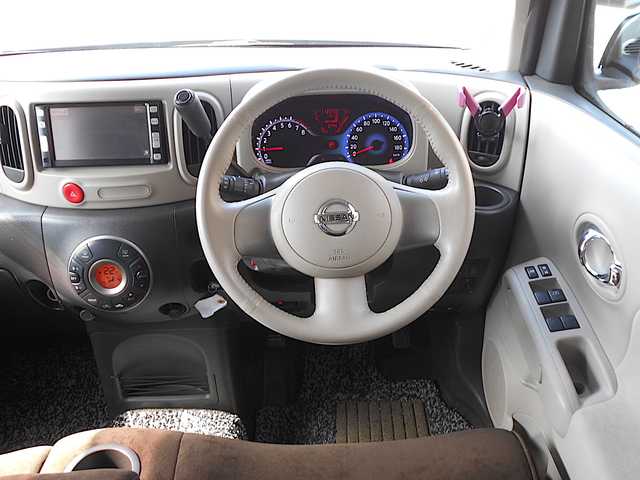 日産 キューブ 15X Vセレクション 栃木県 2008(平20)年 11.3万km スーパーブラック 純正メモリーナビ・ワンセグTV・DVD再生/      (HP308-W) /バックカメラ/前後ドライブレコーダー/ETC/社外15インチアルミホイール/プッシュスタート/スマートキー/フォグランプ/オートライト/チルトステアリング/シートアジャスター/ウインカーミラー/フロアマット/ドアバイザー/Wエアバッグ/ABS/新車保証書/取扱説明書/スペアキー（スマートキー）