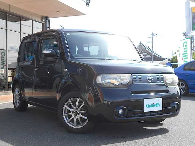 日産 キューブ 15X Vセレクション 栃木県 2008(平20)年 11.3万km スーパーブラック 純正メモリーナビ・ワンセグTV・DVD再生/      (HP308-W) /バックカメラ/前後ドライブレコーダー/ETC/社外15インチアルミホイール/プッシュスタート/スマートキー/フォグランプ/オートライト/チルトステアリング/シートアジャスター/ウインカーミラー/フロアマット/ドアバイザー/Wエアバッグ/ABS/新車保証書/取扱説明書/スペアキー（スマートキー）