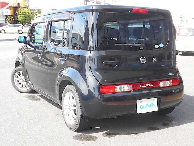 日産 キューブ 15X Vセレクション 栃木県 2008(平20)年 11.3万km スーパーブラック 純正メモリーナビ・ワンセグTV・DVD再生/      (HP308-W) /バックカメラ/前後ドライブレコーダー/ETC/社外15インチアルミホイール/プッシュスタート/スマートキー/フォグランプ/オートライト/チルトステアリング/シートアジャスター/ウインカーミラー/フロアマット/ドアバイザー/Wエアバッグ/ABS/新車保証書/取扱説明書/スペアキー（スマートキー）