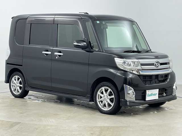 ダイハツ タント カスタム RS SA 道央・札幌 2014(平26)年 13.6万km ブラックマイカメタリック ・４WD/・社外ナビ（HDD＆AM＆FM）/・両側パワースライドドア/・社外前後ドライブレコーダー/・アイドリングストップ/・プッシュスタート/・HIDヘッドライト/・オートライト/・スマートキー/・社外14インチAW/・純正AW付夏タイヤ積込