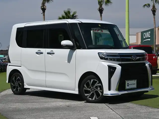 ダイハツ タント カスタム X 千葉県 2022(令4)年 3.3万km シャイニングホワイトパール 155/65R14/スマートアシストIII/両側パワースライドドア/純正メモリーナビ/地デジTV/【DVD/CD再生機能　Bluetooth接続】/バックカメラ/ドライブレコーダー/ハーフレザーシート/前席シートヒーター/ステアリングスイッチ/LEDヘッドライト/フォグライト/コーナーセンサー/純正14インチアルミホイル/サイド/カーテンエアバッグ/キーフリーシステム