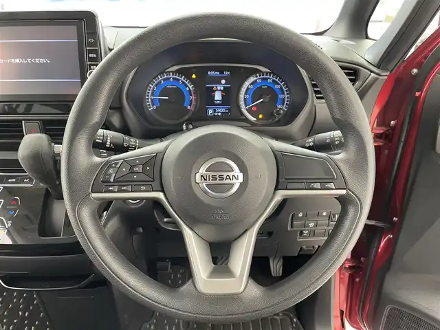 日産 ルークス ハイウェイスター X 滋賀県 2021(令3)年 3.4万km スパークリングレッドM 純正9インチナビ/（Bluetooth/CD/DVD/フルセグTV）/全方位カメラ/片側パワースライドドア/クリアランスソナー/レーンキープアシスト/LEDヘッドライト/オートマチックハイビーム/前方ドライブレコーダー/純正ビルトインETC/衝突軽減ブレーキ/スマートキー/プッシュスタート