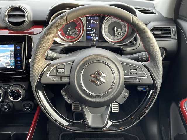 スズキ スイフト スポーツ 島根県 2024(令6)年 0.1万km スーパーブラックパール 社外ナビ/Bluetooth CD DVD USB/フルセグ TV/アラウンドビューカメラ/ブラインドスポットモニター/前後ドライブレコーダ/ETC/横滑り防止装置/コーナーセンサー/レーンキープアシスト/盗難防止装置/オートライト/衝突被害軽減システム/LEDヘッドライト/純正17インチアルミホイール/運転席シートヒーター/保証書/取扱説明書