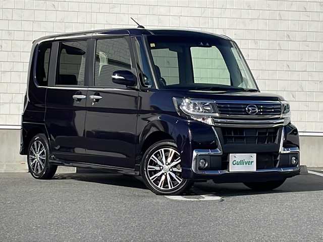 ダイハツ タント カスタム X トップED SA Ⅲ 山形県 2016(平28)年 7.9万km ナイトシャドーパープルクリスタルM ワンオーナー/禁煙車/衝突被害軽減システム/横滑り防止装置/後方コーナーセンサー/アイドリングストップ/オートライト/オートマチックハイビーム/純正ナビ（CD、DVD、ワンセグ、Bl）/シートヒーター/純正フロアマット/純正AW１４インチ/ハーフレザーシート/片側パワースライドドア/スタッドレスタイヤ/プッシュスタート