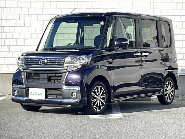 ダイハツ タント カスタム X トップED SA Ⅲ 山形県 2016(平28)年 7.9万km ナイトシャドーパープルクリスタルM ワンオーナー/禁煙車/衝突被害軽減システム/横滑り防止装置/後方コーナーセンサー/アイドリングストップ/オートライト/オートマチックハイビーム/純正ナビ（CD、DVD、ワンセグ、Bl）/シートヒーター/純正フロアマット/純正AW１４インチ/ハーフレザーシート/片側パワースライドドア/スタッドレスタイヤ/プッシュスタート