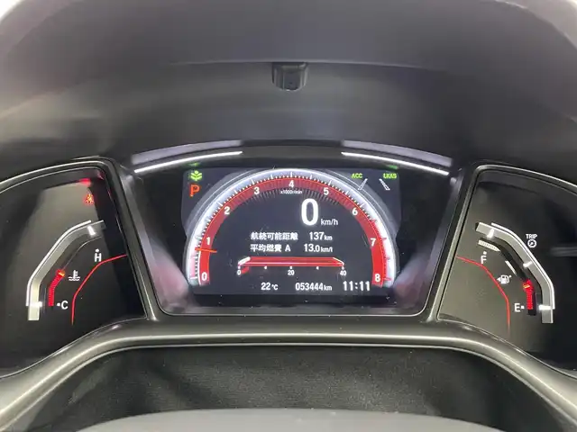 ホンダ シビック ハッチバック 富山県 2018(平30)年 5.4万km クリスタルブラックパール 純正ナビ（AM/FM/CD/DVD/USB/SD/BT）/フルセグTV/バックカメラ/アダプティブクルーズコントロール/衝突被害軽減ブレーキ/レーンキープアシスト/LEDヘッドライト/オートマチックハイビーム/前席シートヒーター/スマートキー×２/プッシュスタート/ビルトインETC/ドライブレコーダー/純正フロアマット/取扱説明書/保証書