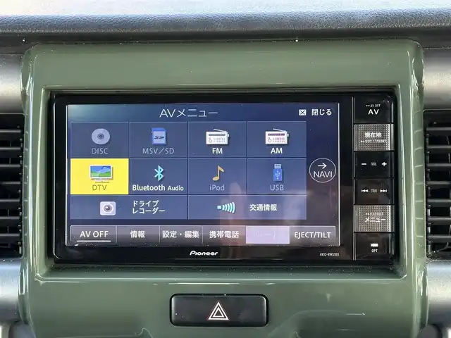 スズキ ハスラー G 島根県 2019(平31)年 4.6万km クールカーキPM ワンオーナー/純正メモリナビ (AVIC-RWS901)/(AM/FM/CD/DVD/SD/Bluetooth)/フルセグTV/衝突軽減ブレーキ/レーンキープアシスト/横滑り防止装置/ドライブレコーダー/D/N席シートヒーター /アイドリングストップ/純正スチール付きサマータイヤ車載(交換推奨)/純正フロアマット/純正ドアバイザー/スマートキー/スペアキー×1/電動格納ミラー/取扱説明書/保証書