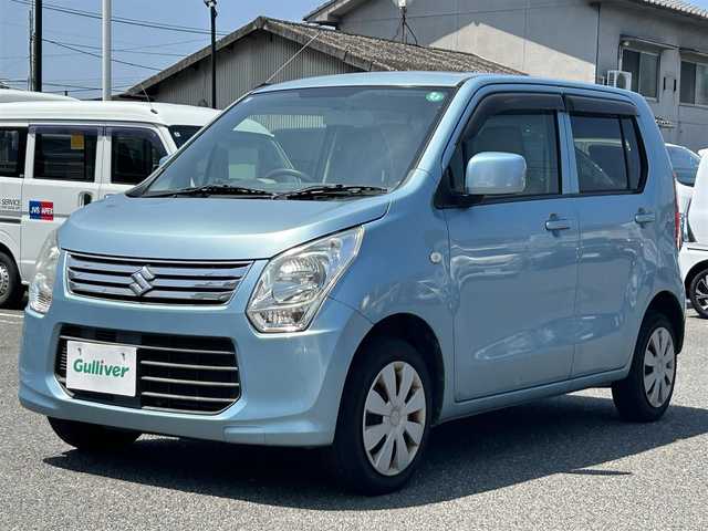 スズキ ワゴンＲ FX 広島県 2013(平25)年 8.6万km フィズブルーパールメタリック ワンオーナー/禁煙車/ＥＴＣ/ヘッドライトレベライザー/分割可倒式リアシート/リモコンキー/スペアキー/盗難防止装置/助手席シートアンダートレイ/保証書/取扱説明書