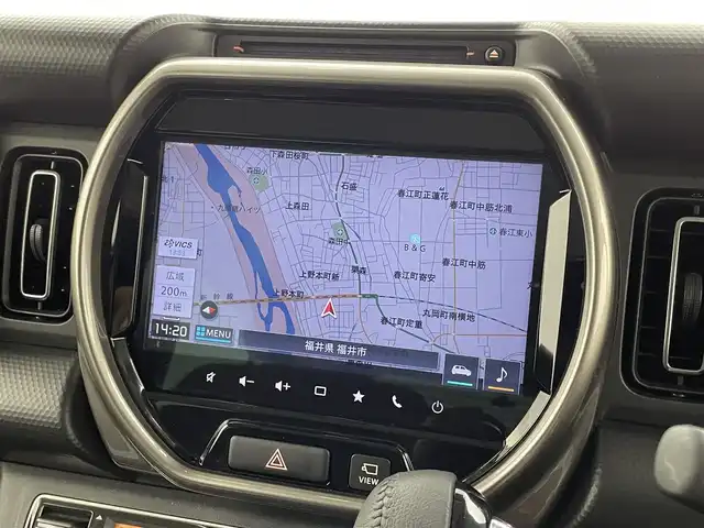 スズキ ハスラー Jスタイル Ⅱ ターボ 福井県 2023(令5)年 0.8万km オフブルーメタリック/ガンメタリック2トーンルーフ スズキコネクト対応純正９型メモリナビ　/（FM/AM/BT/CD/DVD/Ipod/AppleCarPlay/AndroidAuto)/全方位カメラ　/デュアルカメラブレーキサポート/４ＷＤ /スペアキー /シートヒーター /前後ドライブレコーダー/純正アルミホイール /ルーフレール /前後コーナーセンサー /LEDヘッドライト /社外マット