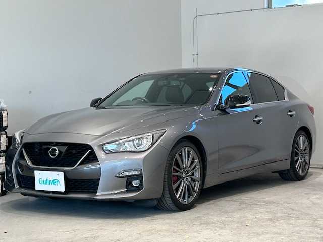 日産 スカイライン 400R 宮城県 2019(令1)年 1.6万km ダークメタルグレー ターボ/エマージェンシーブレーキ/車線逸脱防止支援/・アクティブレーンコントロール/・車線逸脱警報/前方支援/・インテリジェントぺダル/・カーブ減速支援/後側方支援/・後側方車両検知機能/・後側方衝突防止支援/インテリジェントクルーズコントロール/インテリジェントトレースコントロール/純正ナビ/・全方位カメラ/・Bluetooth/CD/フルセグTV/USB/AUX/前後コーナーセンサー/ETC2.0/純正ドライブレコーダー/プッシュスタート/スマートキー/パドルシフト/レザーシート/・パワーシート（運転席/助手席）/・ヒートシーター（運転席/助手席）/LEDヘッドライト/・オートライト/・フォグランプ/純正アルミホイール/純正フロアマット