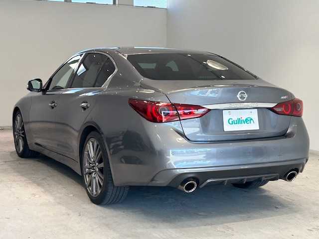 日産 スカイライン 400R 宮城県 2019(令1)年 1.6万km ダークメタルグレー ターボ/エマージェンシーブレーキ/車線逸脱防止支援/・アクティブレーンコントロール/・車線逸脱警報/前方支援/・インテリジェントぺダル/・カーブ減速支援/後側方支援/・後側方車両検知機能/・後側方衝突防止支援/インテリジェントクルーズコントロール/インテリジェントトレースコントロール/純正ナビ/・全方位カメラ/・Bluetooth/CD/フルセグTV/USB/AUX/前後コーナーセンサー/ETC2.0/純正ドライブレコーダー/プッシュスタート/スマートキー/パドルシフト/レザーシート/・パワーシート（運転席/助手席）/・ヒートシーター（運転席/助手席）/LEDヘッドライト/・オートライト/・フォグランプ/純正アルミホイール/純正フロアマット