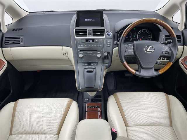 レクサス ＨＳ 250h バージョンI 富山県 2015(平27)年 5万km ソニッククォーツ 純正ナビ（AM/FM/CD/DVD/BD/AUX/USB/BT）/フルセグTV/バックカメラ/クルーズコントロール/横滑り防止装置/レザーシート/D席メモリ付きシート/前席ベンチレーション/前席パワーシート/ビルトインETC/LEDヘッドライト/オートライト/純正17インチAW/スマートキー×２/プッシュスタート/取扱説明書/保証書