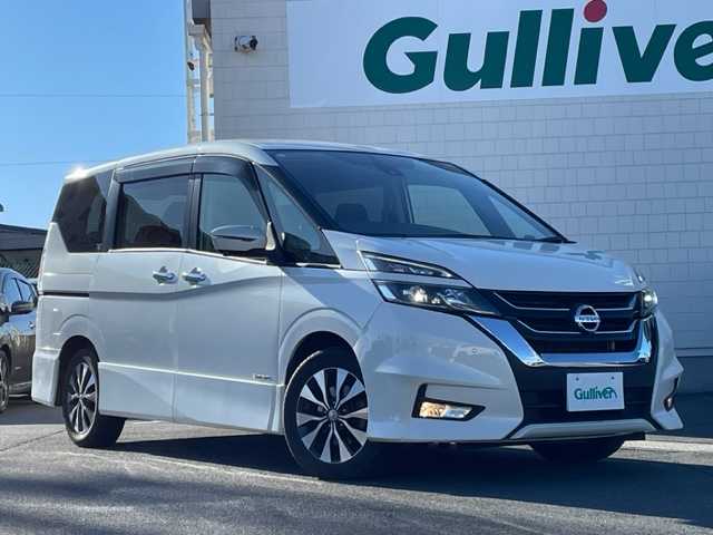 日産 セレナ ハイウェイスターVセレクションⅡ 静岡県 2019(平31)年 4.3万km ブリリアントホワイトパール ●純正ナビ/(ワンセグ/CD/DVD/Blu-ray/Bluetooth)/(MM518D-L)/●全方位カメラ/●両側パワースライドドア/●パーキングアシスト/●プロパイロット/●電動パーキング/●オートブレーキホールド/●衝突軽減ブレーキ/●レーンキープアシスト/●コーナーセンサー/●アイドリングストップ/●フリップダウンモニター/●LEDライト/●オートライト/●フォグランプ/●革巻きステアリング/●ステアリングスイッチ/●フロントドライブレコーダー/●デジタルインナーミラー/●ETC/●電動格納ウインカーミラー/●フロアマット/●ドアバイザー/●ISOFIX/●横滑り防止装置/●プッシュスタート/●スマートキー/●純正16インチアルミホイール/●W＋サイド＋カーテンSRS＋ABS/●取扱説明書