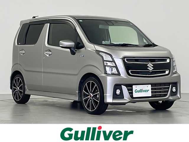 スズキ ワゴンＲ スティングレー HYBRID T 岐阜県 2017(平29)年 7万km スチールシルバーM ターボ車/８インチメモリーナビ　CN-RZ82/CD/DVD/Bluetooth/フルセグTV/衝突軽減ブレーキ/レーンキープアシスト/ヘッドアップディスプレイ/クルーズコントロール/シートヒーター/ステアリングスイッチ/オートエアコン/サイドエアバッグ/パドルシフト/オートLEDライト/フォグライト/スマートキー/プッシュスタート/ETC/社外１６インチアルミホイール/スタッドレス・ホイールセット車載