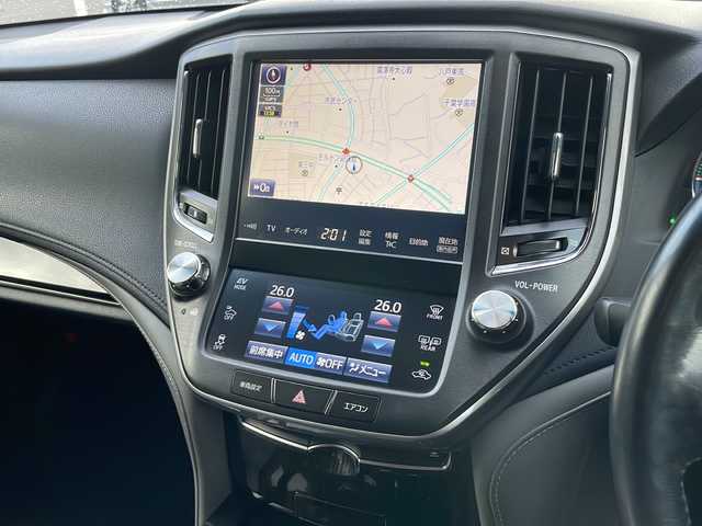 トヨタ クラウン ハイブリッド アスリートS Four J フロンティア 青森県 2016(平28)年 10万km プレシャスブラックパール 4WD/寒冷地仕様/純正SDナビ・フルセグTV/CD・DVD・Bluetooth・SD・USB・AUX/OPパノラミックビューモニター/ハーフレザーシート/前席パワーシート・シートヒーター/ステアリングヒーター/プリクラッシュセーフティ/レーンディパーチャーアラート/レーダークルーズコントロール/オートマチックハイビーム/OPクリアランスソナー/前後ドライブレコーダー/スマートキー一体式エンジンスターター/ワイパーデアイサー/ビルトインETC/LEDヘッドライト/LEDフォグランプ/社外車高調（RSR）/社外エアロ（M’z SPEED）/社外マフラー（M’z SPEED）/社外20インチアルミ（weds LEONIS）/スペアキー/保証書・取説書