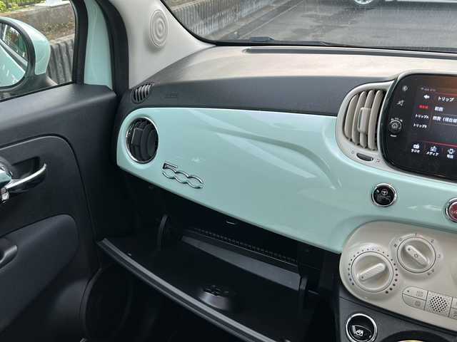 フィアット ５００ 1．2 ポップ 茨城県 2021(令3)年 1.3万km LATTE MENTA 禁煙車/純正ナビ/Bluetooth搭載/社外カメラ/純正ホイール/14インチアルミホール/エアバック/カーテンエアバック/走行距離少/USB入力端子/AC/ETC/横滑り防止機能