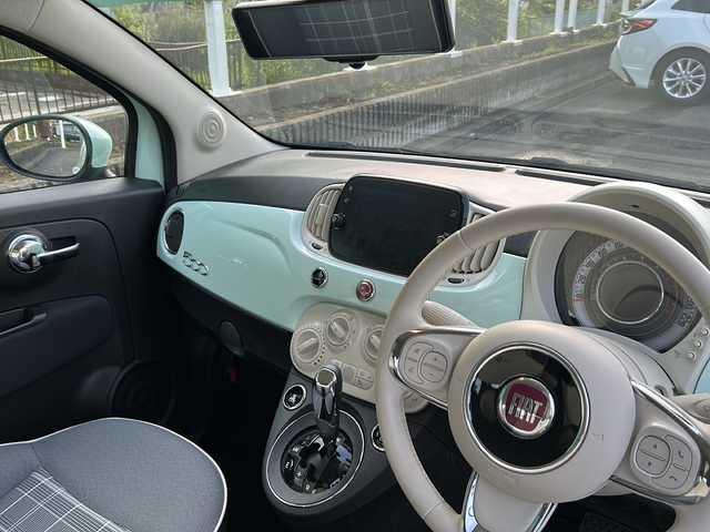 フィアット ５００ 1．2 ポップ 茨城県 2021(令3)年 1.3万km LATTE MENTA 禁煙車/純正ナビ/Bluetooth搭載/社外カメラ/純正ホイール/14インチアルミホール/エアバック/カーテンエアバック/走行距離少/USB入力端子/AC/ETC/横滑り防止機能