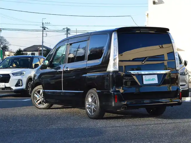 日産 セレナ ライダー ブラックライン 栃木県 2013(平25)年 5.2万km スーパーブラック ワンオーナー/クルーズコントロール/ALPINE製10.2インチフリップダウンモニター/安全装備/(VDC/ヒルスタートアシスト/アイドリングストップ)/両側パワースライドドア/純正SDナビ/(フルセグ/AM/FM/CD/DVD/BT)/ETC/キセノンヘッドライト/フォグランプ/オートライト/ステアスイッチ/新車保証書/記録簿/(H28/H29/H30/R2/R4/R6)/取扱説明書