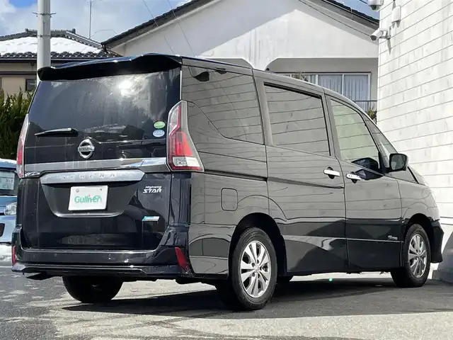 日産 セレナ ハイウェイスター Vセレクション 山形県 2018(平30)年 10.6万km ダイヤモンドブラック 禁煙車/4WD/社外9インチナビ/・TV/AM/FM/CD/DVD/Bluetooth/クルーズコントロール/アイドリングストップ/エマージェンシーブレーキ/クリアランスソナー/ふらつき警報/標識検知機能/車線逸脱警報/横滑り防止装置/盗難防止装置/LEDヘッドライト/オートライト/フロントフォグランプ/両側パワースライドドア/アラウンドビューモニター/ドライブレコーダー（前後）/純正ドアバイザー/ETC/保証書/取扱説明書