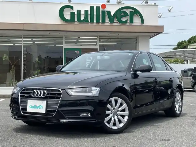 アウディ Ａ４ 2．0 TFSI クワトロ 三重県 2012(平24)年 5万km 黒 ♪走行49646km/♪4WD/ターボ/スマートキー×2/プッシュスタート/黒革シート/前席パワーシート/前席シートヒーター/パーキングエイド/アイドリングストップ/純正メーカーナビ/・DTV・DVD再生/・Bluetoothオーディオ/・ミュージックジューク/・バックカメラ/純正17インチAW/HIDヘッドライト/フォグライト/リアフォグライト/オートライト/ウィンカーミラー/電格ミラー/革巻ステアリング/ステアリングスイッチ/パドルシフト/フロアマット/ETC/サイド/カーテンエアバック