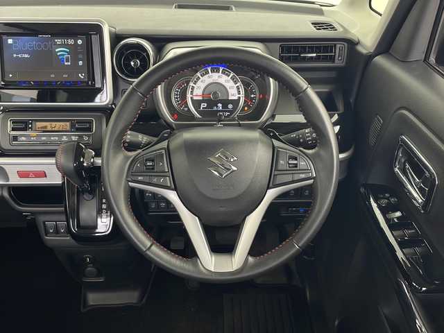 スズキ スペーシア カスタム HYBRID XS ターボ 秋田県 2020(令2)年 1.8万km ブルーイッシュブラックパール3 4WD/カロッツェリアディスプレイオーディオ　/ＡＭ／ＦＭ／Ｂｌｕｅｔｏｏｔｈ/両側パワースライドドア　/ヘッドアップディスプレイ　/全方位カメラ/スズキセーフティサポート/クルーズコントロール/LEDヘッドライト　/フォグランプ　/前席シートヒーター　/プッシュスタート/スペアキー　/ETC/フロアマット/純正アルミホイール/ハーフレザーシート/ワンオーナー/取扱説明書/保証書