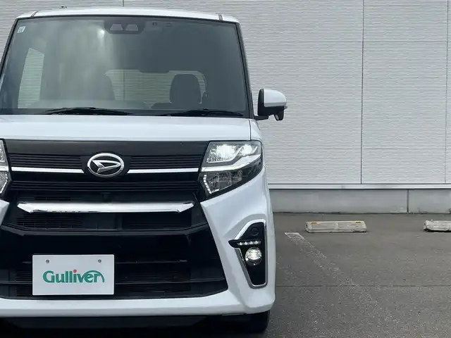ダイハツ タント カスタム X 秋田県 2019(令1)年 4.7万km シャイニングホワイトパール ４WD/LEDヘッドライト/純正ナビ/衝突軽減システム/フルセグ/全方位カメラ/両側パワスラ/純正アルミ/純正エアロパーツ/前席シートヒーター/アイドリングストップ/コーナーセンサー/プッシュスタート/純正フロアマット/純正ドアバイザー/ETC/社外エンジンスターター/ドライブレコーダー/ステアリングスイッチ/オートライト/オートエアコン/パワーステアリング/パワーウィンドウ/横滑り防止/盗難防止装置/レベライザー/電動格納ウィンカーミラー/保証書/取扱説明書/記録簿
