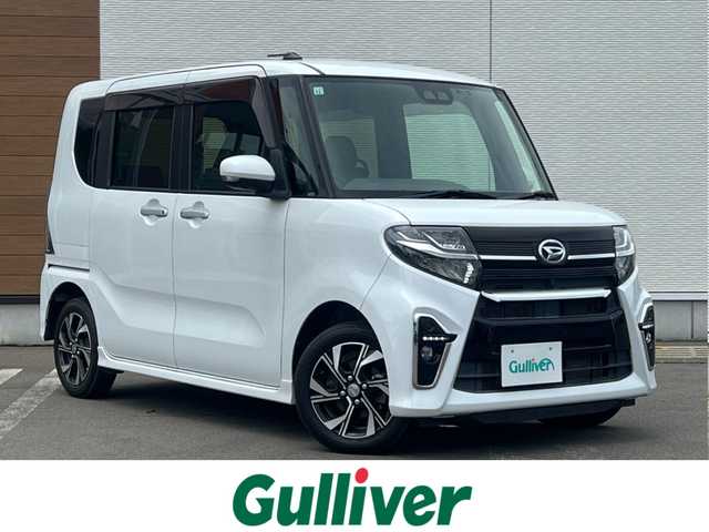 ダイハツ タント カスタム X 秋田県 2019(令1)年 4.7万km シャイニングホワイトパール ４WD/LEDヘッドライト/純正ナビ/衝突軽減システム/フルセグ/全方位カメラ/両側パワスラ/純正アルミ/純正エアロパーツ/前席シートヒーター/アイドリングストップ/コーナーセンサー/プッシュスタート/純正フロアマット/純正ドアバイザー/ETC/社外エンジンスターター/ドライブレコーダー/ステアリングスイッチ/オートライト/オートエアコン/パワーステアリング/パワーウィンドウ/横滑り防止/盗難防止装置/レベライザー/電動格納ウィンカーミラー/保証書/取扱説明書/記録簿