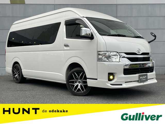 トヨタ ハイエース グランドキャビン 千葉県 2023(令5)年 1.3万km ホワイトパールクリスタルシャイン ファインテックツアラー/４ＷＤ/モデリスタエアロ(F)/トヨタセーフティセンス/・衝突軽減ブレーキ/レーンキープアシスト/・オートハイビーム/クリアランスソナー/社外7インチナビ(MDV-D709BT)/・フルセグ/BT/DVD/CD/全方位カメラ/ステアリングスイッチ/ETC/片側パワースライドドア/LEDヘッドライト/オートライト/フォグライト(社外)/社外センターコンソール/ワイヤレス充電(社外)/スマートキー/プッシュスタート