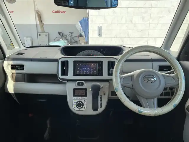 ダイハツ ムーヴ キャンバス X メイクアップ SA Ⅱ 宮崎県 2016(平28)年 4.2万km パールホワイトⅢ/ナチュラルベージュマイカメタリック 2トーン 純正ナビ/（DVD、CD再生機能付き）/アイドリングストップ/パワースタアリング/パワーウィンドウ/エアバックW/プッシュスタート/ドライブレコーダー/純正フロアマット/純正LEDヘッドライト/純正アルミホイール/オートライト機能/横滑り防止装置/衝突被害軽減システム/盗難防止装置/スマートキー/両側スライドドア/電格ミラー/ABS/AAC