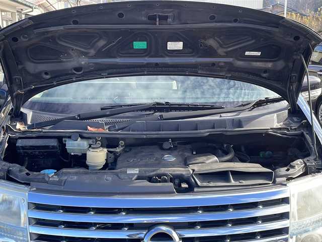 日産 エルグランド ハイウェイスター 福島県 2004(平16)年 13万km ミスティックブラック 純正ナビ　バックＣ　ＡＦＳ　純正フロアマット　ＥＴＣ　片側パワスラ　ワイパーデザイアー　ステリモ　電格ミラー　ドアバイザー　スマートキー　パートタイム４ＷＤ　オートライト　ＨＩＤヘッドライト　取説