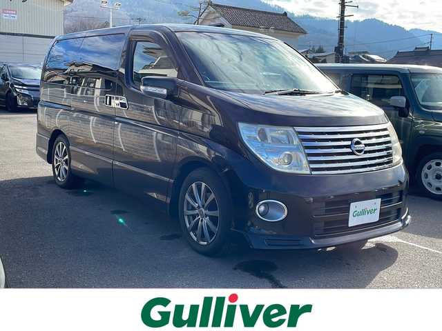 日産 エルグランド ハイウェイスター 福島県 2004(平16)年 13万km ミスティックブラック 純正ナビ　バックＣ　ＡＦＳ　純正フロアマット　ＥＴＣ　片側パワスラ　ワイパーデザイアー　ステリモ　電格ミラー　ドアバイザー　スマートキー　パートタイム４ＷＤ　オートライト　ＨＩＤヘッドライト　取説