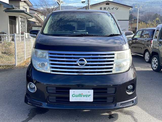 日産 エルグランド ハイウェイスター 福島県 2004(平16)年 13万km ミスティックブラック 純正ナビ　バックＣ　ＡＦＳ　純正フロアマット　ＥＴＣ　片側パワスラ　ワイパーデザイアー　ステリモ　電格ミラー　ドアバイザー　スマートキー　パートタイム４ＷＤ　オートライト　ＨＩＤヘッドライト　取説