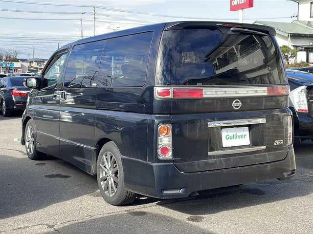 日産 エルグランド ハイウェイスター 福島県 2004(平16)年 13万km ミスティックブラック 純正ナビ　バックＣ　ＡＦＳ　純正フロアマット　ＥＴＣ　片側パワスラ　ワイパーデザイアー　ステリモ　電格ミラー　ドアバイザー　スマートキー　パートタイム４ＷＤ　オートライト　ＨＩＤヘッドライト　取説