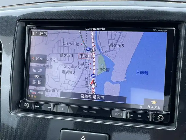 スズキ ワゴンＲ スティングレー X 宮崎県 2014(平26)年 5.1万km ブルーイッシュブラックパール3 社外ナビ「AVIC-RZ99」/(AM.FM.Bluetooth.DVD.CD)/フルセグTV/オートライト/ETC/電格ミラー/アイドリングストップ/オートエアコン/ABS/盗難防止/社外フロアマット/スマートキー/パワーステアリング/パワーウィンドウ