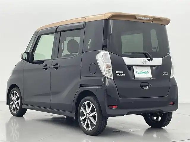 日産 デイズ ルークス HWS X Vセレクション 熊本県 2018(平30)年 5.1万km アメジストブラックP/ピンクゴールドM エマーシーブレーキ/・衝突被害軽減ブレーキ/・踏み違い防止アシスト/・VDC/ピンクゴールドルーフ/LDW（車線逸脱警報）/Strada社外メモリナビ/・Bluetooth/・DVD/・フルセグTV/・バックカメラ/・アラウンドビュー/日産純正１５インチアルミホイール/両側パワースライドドア/LEDヘッドランプ/・ハイビームアシスト/・オートライト/ナノイー付きリアシーリングファン/プッシュスタート/ビルトインETC/ワンオーナー/新車保証書/取扱説明書