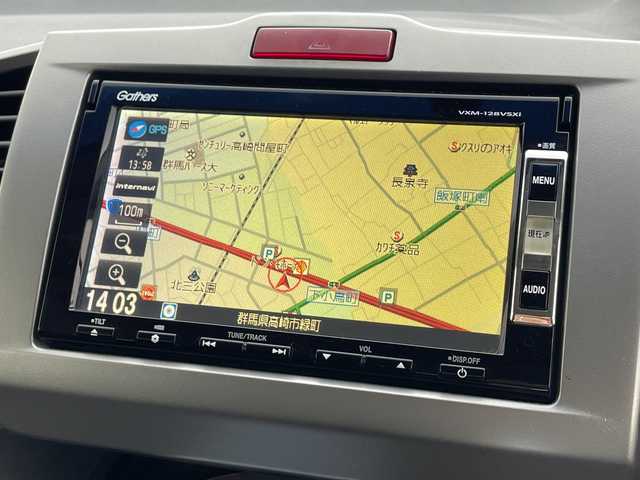 ホンダ フリード ハイブリット ジャストセレクション 群馬県 2013(平25)年 7万km ホワイトオーキッドパール 純正９型後席モニター　純正７型ナビ　バックカメラ　両側電動スライドドア　クルーズコントロール　ハーフレザーシート　ＥＴＣ　ＨＩＤヘッドライト　オートライト　革巻きステアリング　スマートキー　禁煙車