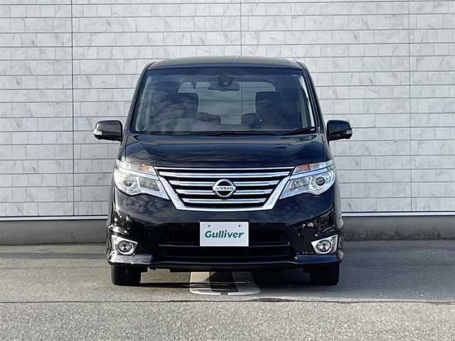 日産 セレナ HWS S HV Vセレ +Sefty 福岡県 2015(平27)年 8.1万km ダイヤモンドブラック 純正8型SDナビ(フルセグTV/CD/DVD/BT)アラウンドビューモニターフリップダウン後席モニターエマージェンシーブレーキコーナーセンサー両側パワスラETC純正LEDヘッドライト純正フロアマット純正16インチアルミホイールスマートキープッシュスタート