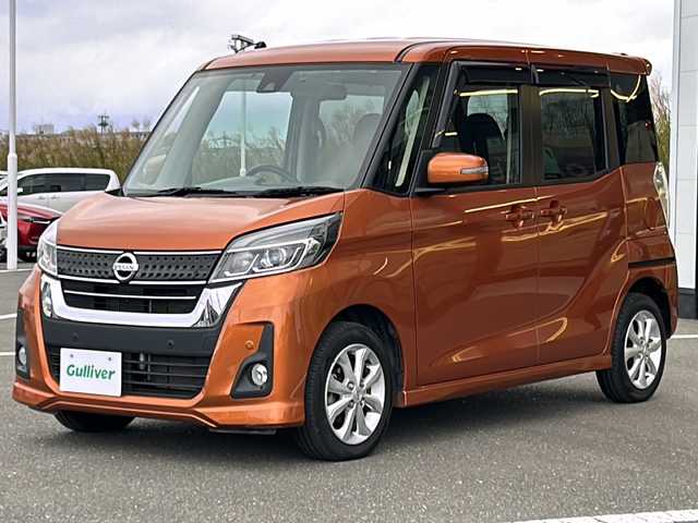 日産 デイズ ルークス ハイウェイスター Xターボ 鹿児島県 2019(令1)年 6.7万km プレミアムサンシャインオレンジ 純正7インチSDナビ/(フルセグテレビ/CD/DVD/AUX)/アラウンドビューモニター/バックカメラ/片側パワースライドドア　/プリクラッシュセーフティ/横滑り防止装置/レーンキープアシスト/アイドリングストップ　　　　　　　　　　/コーナーセンサー/ドライブレコーダー/プッシュスタート/電格ミラー/後席ロールサンシェード/LEDヘッドライト/純正14インチアルミホイール/純正フロアマット