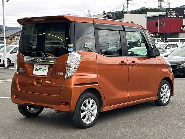 日産 デイズ ルークス ハイウェイスター Xターボ 鹿児島県 2019(令1)年 6.7万km プレミアムサンシャインオレンジ 純正7インチSDナビ/(フルセグテレビ/CD/DVD/AUX)/アラウンドビューモニター/バックカメラ/片側パワースライドドア　/プリクラッシュセーフティ/横滑り防止装置/レーンキープアシスト/アイドリングストップ　　　　　　　　　　/コーナーセンサー/ドライブレコーダー/プッシュスタート/電格ミラー/後席ロールサンシェード/LEDヘッドライト/純正14インチアルミホイール/純正フロアマット