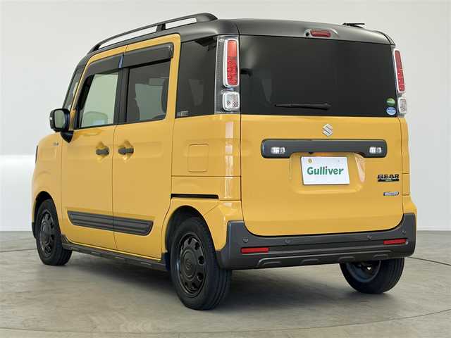 スズキ スペーシア ギア HYBRID XZターボ 愛知県 2021(令3)年 4.8万km アクティブイエロー/ガンメタリック2トーン スズキセーフティサポート/衝突被害軽減ブレーキ/車線逸脱警報機能/レーダークルーコントロール/ステアリングスイッチ/両側電動スライドドア/純正ナビ/ワンセグTV/Bluetooth接続/皮巻きステアリング/ステアリングスイッチ/パドルシフト/D席/N席シートヒーター/ビルトインETC/後席サーキュレーター/スペアキー/カーテンエアバック/サイドエアバック/スマートキー/プッシュスタート