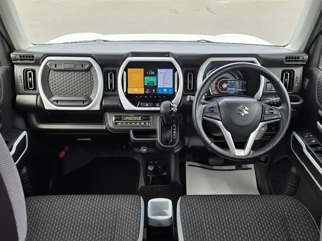 スズキ ハスラー HYBRID X 鹿児島県 2022(令4)年 1.9万km ピュアホワイトP アダプティブクルーズコントロール　/Ｄ＋Ｎ席シートヒーター　/全方位カメラ　/ビルトインＥＴＣ　/純正メモリーナビ　/Ｂｌｕｅｔｏｏｔｈオーディオ　/コーナーセンサー　/純正アルミホイール（１５インチ）/LEDヘッドライト/横滑り防止装置/レーンキープアシスト/プッシュスタート/スマートキー/エアバッグ(W＋サイド)/衝突被害軽減システム