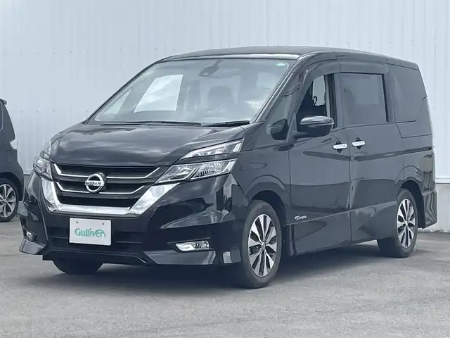 日産 セレナ ハイウェイスター 愛媛県 2017(平29)年 3.2万km ダイヤモンドブラック フリップダウンモニター/両側パワースライドドア/純正ナビ/CD/DVD/BD/BT/MSV/iPod/フルセグTV/ETC/バックカメラ/クルーズコントロール/LEDヘッドライト/オートライト/フォグランプ/純正フロアマット/純正16インチアルミホイール/盗難防止装置/衝突被害軽減システム/アイドリングストップ/3列シート/USB入力端子/プッシュスタート/スマートキー