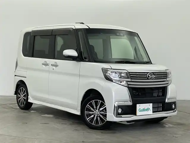 ダイハツ タント カスタム X トップED SA Ⅲ 富山県 2018(平30)年 2.8万km パールホワイトⅢ 純正ナビ（AM/FM/CD/DVD/BT）/フルセグTV/バックカメラ/社外AW付き冬タイヤ積込/片側パワースライドドア/衝突被害軽減ブレーキ/レーンキープアシスト/オートマチックハイビーム/LEDヘッドライト/コーナーセンサー/スマートキー/プッシュスタート/純正フロアマット/アイドリングストップ/ドアバイザー