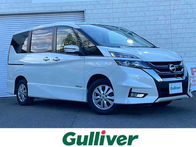 日産 セレナ ハイウェイスター 道東・釧路十勝 2017(平29)年 9.6万km ブリリアントホワイトパール 4WD/純正フリップダウンモニター/アラウンドビューモニター/GPSレーダー（AR-S1A）/エマージェンシーブレーキ/クルーズコントロール/パークアシスト/コーナーセンサー/純正9インチSDナビ/・フルセグ/BT/CD/DVD/ラジオ/両側パワースライドドア（ハンズフリー機能付き）/LEDヘッドライト/LEDフォグランプ/アイドリングストップ/スマートキー/プッシュスタート/フロアマット
